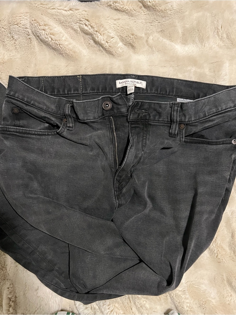 Banana Republic Men's Charcoal Traveler Slim Jeans